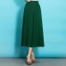 Style elastic waist chiffon clothes Sewing green Dress summer