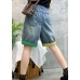 Modern Blue Embroideried denim Summer shorts