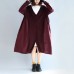 purple red patchwork cotton silk sweater outwear oversize casual knit long coats