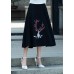 Vivid A line skirts Cotton Drops Design Runway black embroidery short skirt Summer