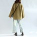 Tea green zippered woolen short coats oversize jackets cape coat